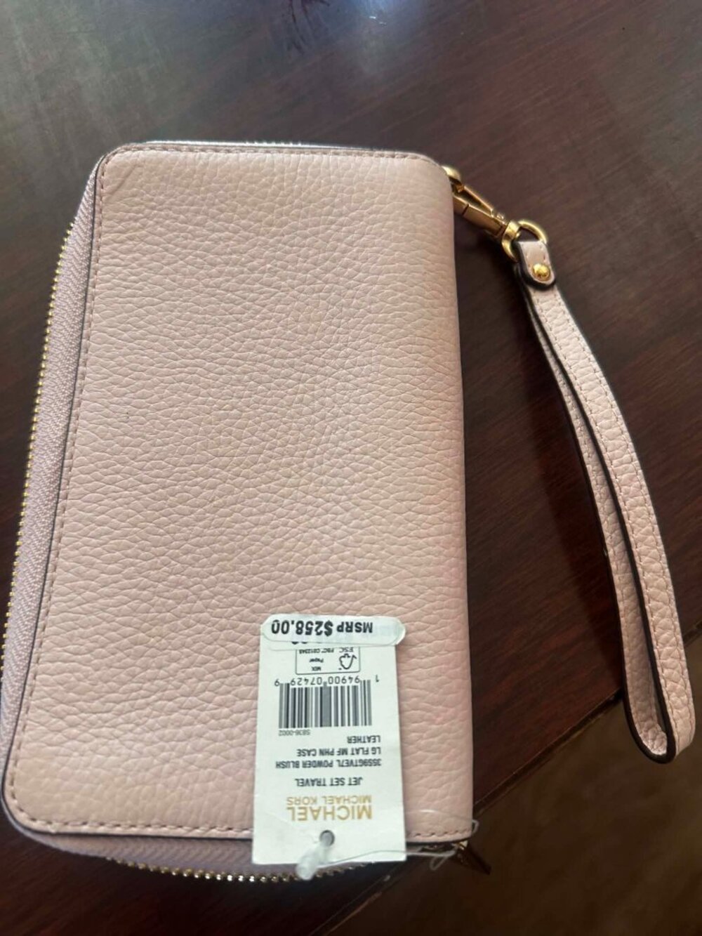 NWT Michael Kors Jet Set Travel Large Flat Phone Wallet Wristlet Powder Blush